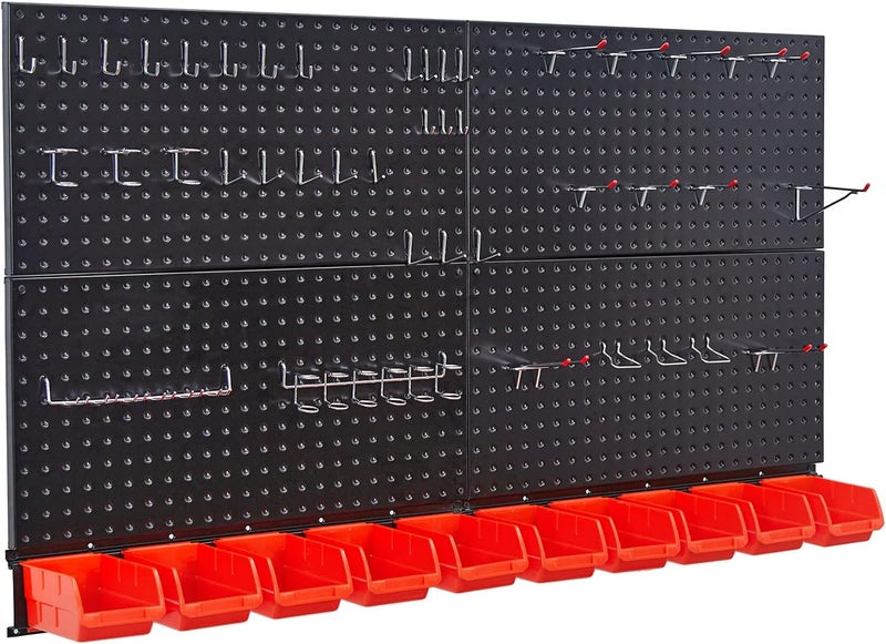 Ultrawall Pegboard Wall Organizer, Black Metal Pegboard Panels, Garage Storage System with Hooks and Storage Bins, 59pcs - Image 3